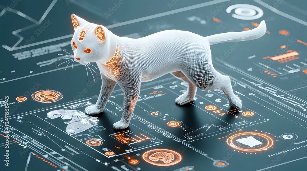 Poster Conceptual of a futuristic AI powered digital platform for advanced pet diagnostics and healthcare management in veterinary medicine