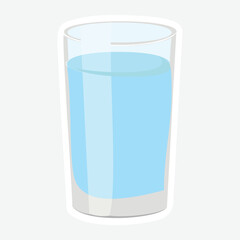 Glass of Water Sticker - Vector Design. Simple and clear glass of water vector illustration. Ideal for hydration reminders, health themes, and minimalist designs. Perfect for digital use