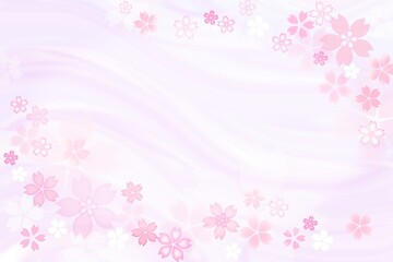 春の桜の和風 流れのパープル背景フレーム