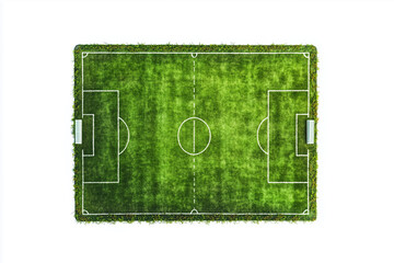 Top view football field isolated on white background, Selective focus soccer field on white, Grass field for outdoor activity sports.