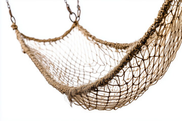 Obraz premium Selective focus fishing net isolated on white background, Fisherman trawl for fishing on white background.