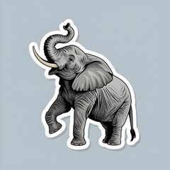 Cute elephant sticker design featuring a playful pose and stylized details on a light background. Generative AI