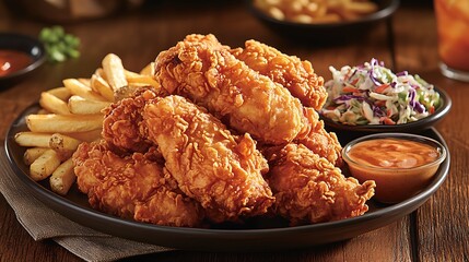 Crispy Chicken Tenders with Fries and Coleslaw: A Delicious Meal
