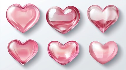 Obraz premium Set of Pink Hearts Isolated on Transparent Background. Perfect for Romantic and Creative Design Themes