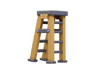 wooden ladder icon 3d illustration render