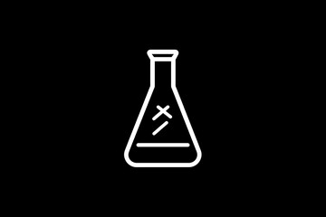 Laboratory flask outline on black background