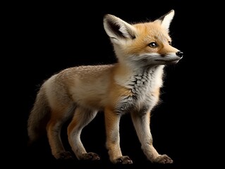 Obraz premium Red Fox Cub Profile Against Black Background