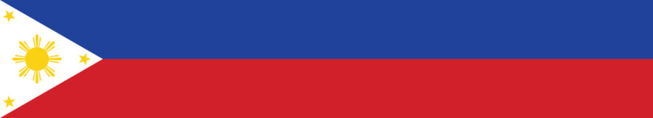 Obraz premium Flag of the Philippines. Flag icon. Standard color. A long banner. Rectangle icon. Computer illustration. Digital illustration. Vector illustration.