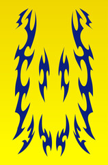 Blue and yellow neo tribal decal design for JDM drift cars design, classic JDM drift cars livery  © Neocozmo Graphic