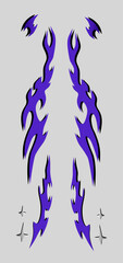 Purple flame tribal livey design for classic JDM drift cars, flame decal design for racing cars or bike,  © Neocozmo Graphic