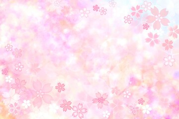 春の桜のキラキラ背景フレーム