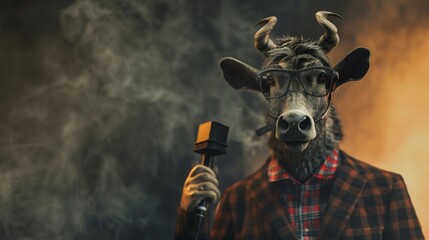 Gnu news anchor delivering the daily news with charisma