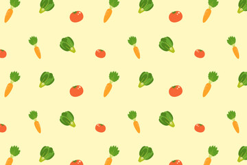 かわいい野菜のパターンデザイン(黄色)