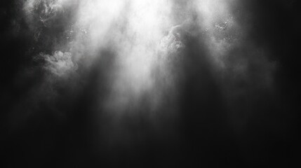 Spotlight through smoke, dark studio background, dramatic effect
