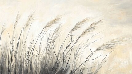 Serene Grasslands: A Gentle Breeze Through Neutral Tones