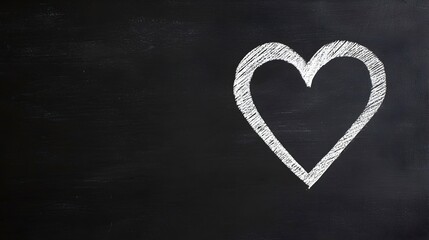 Fototapeta premium Heart Drawing on Black Chalkboard Background for Creative Projects