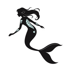 Mermaid silhouette vector illustration