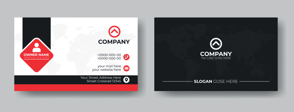 Red color luxury business card design template. A clean and professional business card design template, visiting card