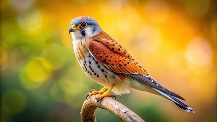 Fototapeta premium Nankeen Kestrel Perched on Branch - Miniature Tilt-Shift Photography