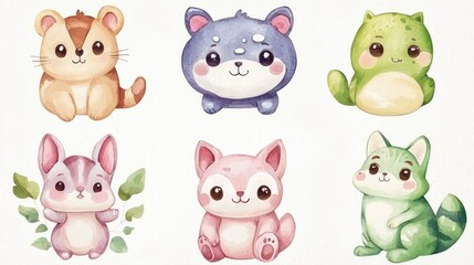 Cute and Colorful Cartoon Animals for Kids' Art and Design Projects