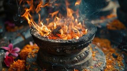 Spiritual Practices: Fire is an essential element in spiritual rituals, acting as a channel for prayers and offerings, symbolizing cleansing, transformation, and enlightenment.
