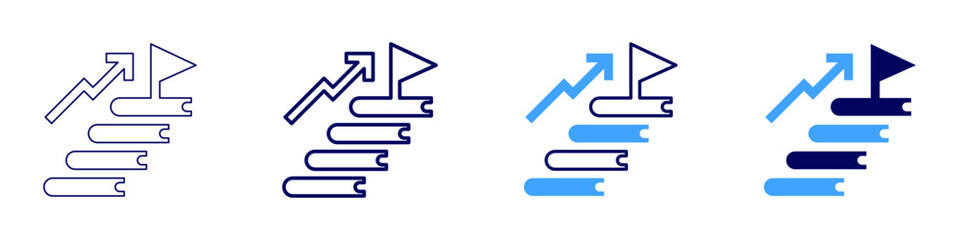 Success habits book icon in 4 different styles. Thin Line, Line, Bold Line, Duotone. Duotone style. Editable stroke