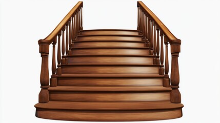 Fototapeta premium Wood Staircase Isolated on Transparent Background. Elegant Design Element for Architectural and Decorative Purposes