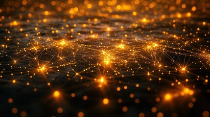 Obraz premium Global network connection, digital data flow, glowing nodes, dark background, tech concept