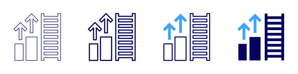 Success through collaboration icon in 4 different styles. Thin Line, Line, Bold Line, Duotone. Duotone style. Editable stroke