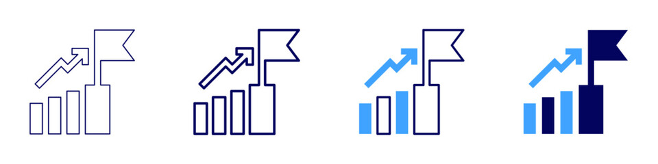 Success through persistence icon in 4 different styles. Thin Line, Line, Bold Line, Duotone. Duotone style. Editable stroke