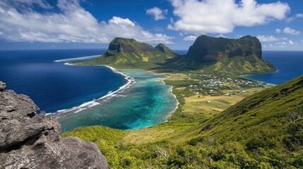Breathtaking Aerial View of Lord Howe Island's Turquoise Waters and Lush Peaks
