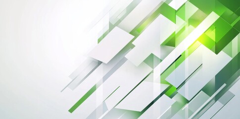 Abstract geometric background with green and white shapes.