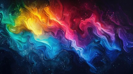 Fototapeta premium Rainbow_colors_wash_over_the_dark_blue_background