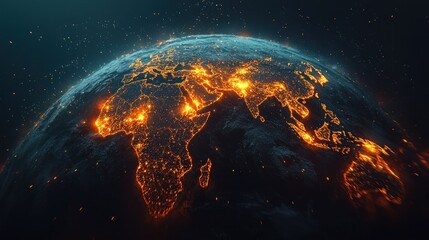 Obraz premium Global Night Lights Earth's illuminated cities, space background