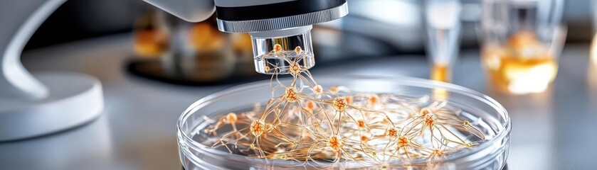 Close-up of a laboratory instrument exploring cell structures.