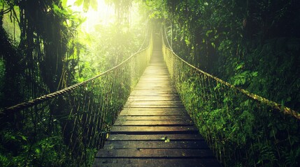 Enchanted Treetop Walkway in a Lush Tropical Reserve