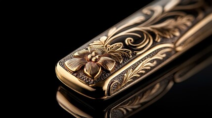 Investment in gold exquisite decorative art piece luxurious environment macro captivating details