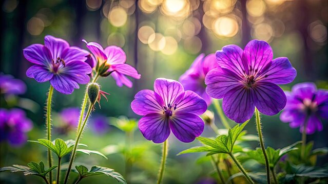 Stunning Purple Wildflowers: Herb-Robert Macro Photography, Geranium Robertianum, High Depth of Field