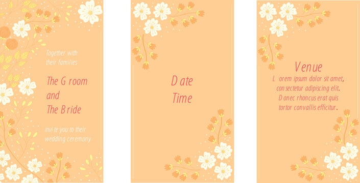 A sophisticated Instagram Story set featuring floral elements, perfect for wedding announcements and invitations.