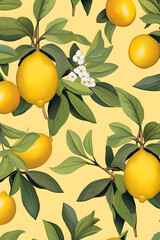 Digital fruits yellow lemons patterns abstract graphic poster background