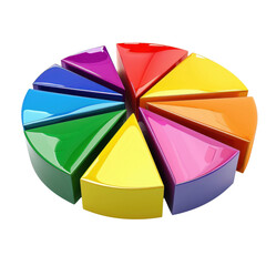 Obraz premium Colorful geometric shapes arranged in circular pattern, resembling pie chart. vibrant colors include red, orange, yellow, green, blue, purple, and pink, creating visually appealing design