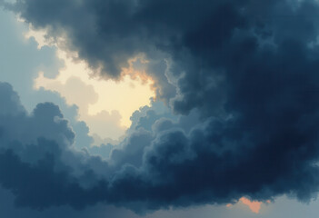 Obraz premium Dramatic Dark Clouds with Light Breaking Through