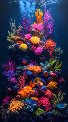 Obraz premium Vibrant Coral Reef Underwater Photography Showcasing Marine Life and Ecosystem Diversity