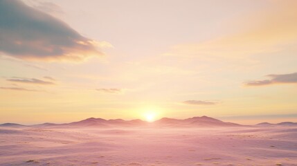 Fototapeta premium Pristine Sunrise Over a Mountainous Landscape with Soft Pastel Colors
