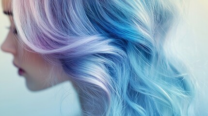 Naklejka premium Pastel Blue Hair: A Stunning Display of Color and Texture