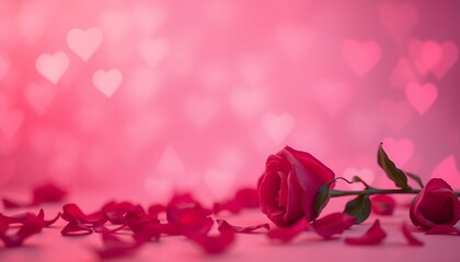 A romantic Valentine's Day background featuring soft pink and red hues