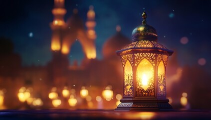 Obraz premium Ramadan Lantern Mosque Night Festive Celebration