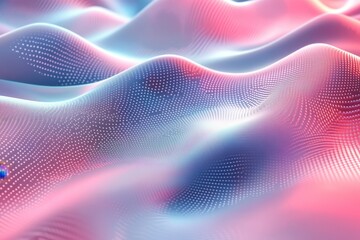 Colorful abstract waves with glowing dots in futuristic style