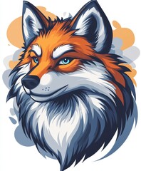 Colorful Fox Head Illustration with Vibrant Features and Details