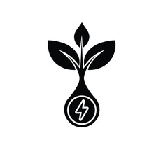 sustainable icon. green energy vector. tree and lightning symbol. reuse, recycle, net zero, green energy, eco friendly concept. Solid design style